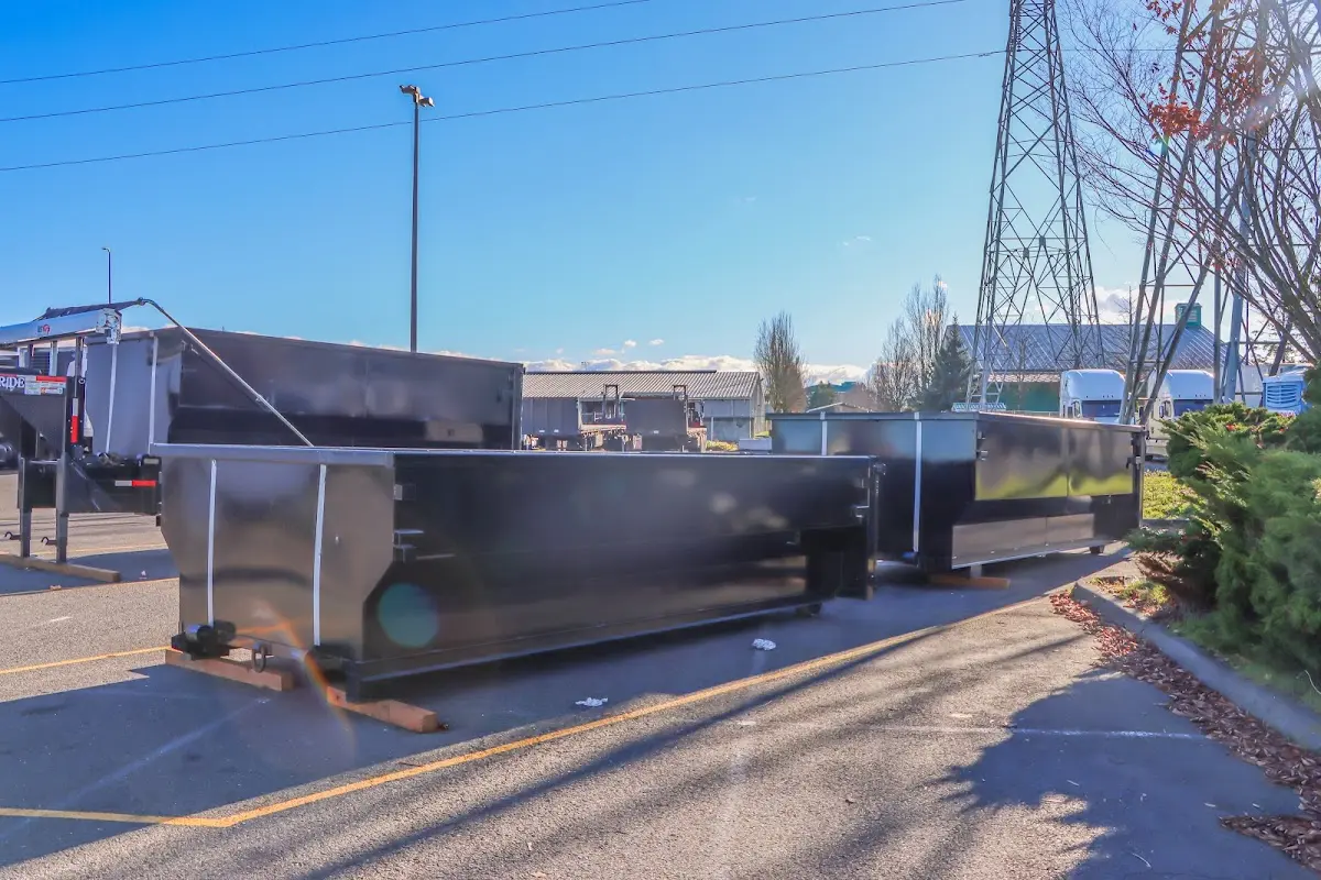 Roll-off dumpster ready for waste disposal at job site for 15 Yard Dumpster Rental in Sandwich
